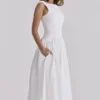 Lauren Weißes Baumwoll-Maxikleid mit Broderie Anglaise und U-Boot-Ausschnitt Lauren Weißes Baumwoll-Maxikleid mit Broderie Anglaise und U-Boot-Ausschnitt