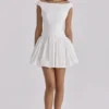 Lauren Weißes Mini-Kleid aus Baumwolle mit Broderie Anglaise und U-Boot-Ausschnitt Lauren Weißes Mini-Kleid aus Baumwolle mit Broderie Anglaise und U-Boot-Ausschnitt