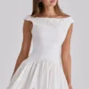 Lauren Weißes Mini-Kleid aus Baumwolle mit Broderie Anglaise und U-Boot-Ausschnitt Lauren Weißes Mini-Kleid aus Baumwolle mit Broderie Anglaise und U-Boot-Ausschnitt
