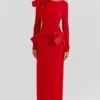 Lavele Maxikleid mit rotem Schleifen Lavele Maxikleid mit rotem Schleifen