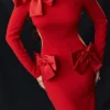 Lavele Maxikleid mit rotem Schleifen Lavele Maxikleid mit rotem Schleifen