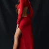 Lavele Maxikleid mit rotem Schleifen Lavele Maxikleid mit rotem Schleifen
