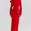 Lavele Maxikleid mit rotem Schleifen Lavele Maxikleid mit rotem Schleifen
