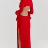 Lavele Maxikleid mit rotem Schleifen Lavele Maxikleid mit rotem Schleifen