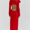Lavele Maxikleid mit rotem Schleifen Lavele Maxikleid mit rotem Schleifen