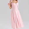 Leia – Midi-Kleid aus rosa Chiffon mit Bindebändern Leia – Midi-Kleid aus rosa Chiffon mit Bindebändern