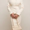 Lena Cremefarbener Bouclé-Midi-Bleistiftrock Lena Cremefarbener Bouclé-Midi-Bleistiftrock