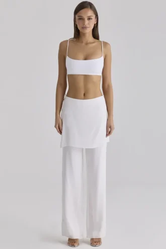 Leona Weiße Satin-Hose mit Überrock Leona Weiße Satin-Hose mit Überrock