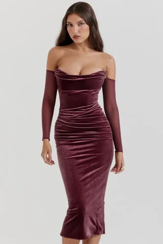Leora Mulberry trägerloses Midikleid