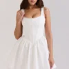 Letitia Weißes Minikleid aus Stretch-Baumwolle