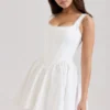 Letitia Weißes Minikleid aus Stretch-Baumwolle
