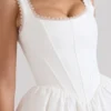 Letitia Weißes Minikleid aus Stretch-Baumwolle