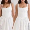 Letitia Weißes Minikleid aus Stretch-Baumwolle