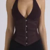 Lia Chocolat Satin-Korsetts-Oberteil mit Taillengürtel Lia Chocolat Satin-Korsetts-Oberteil mit Taillengürtel