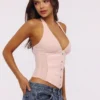 Lia Pink Satin-Halter-Korsetts-Oberteil Lia Pink Satin-Halter-Korsetts-Oberteil
