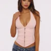 Lia Pink Satin-Halter-Korsetts-Oberteil Lia Pink Satin-Halter-Korsetts-Oberteil