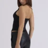 Lia – Schwarzes Satin-Korsetts-Oberteil mit Taillengürtel Lia – Schwarzes Satin-Korsetts-Oberteil mit Taillengürtel
