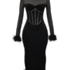 Lianna Midi-Kleid aus schwarzem Samt Lianna Midi-Kleid aus schwarzem Samt