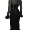 Lianna Midi-Kleid aus schwarzem Samt Lianna Midi-Kleid aus schwarzem Samt