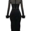 Lianna Midi-Kleid aus schwarzem Samt Lianna Midi-Kleid aus schwarzem Samt