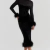 Lianna Midi-Kleid aus schwarzem Samt Lianna Midi-Kleid aus schwarzem Samt