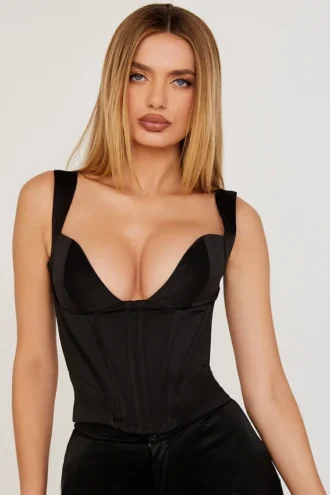Liberty Schwarzes Satin-Korsett
