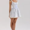 Liesl – Blau gestreiftes Minikleid mit Biesen