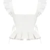 Lilibet Weißes besticktes Peplum-Korsetts-Oberteil aus Baumwolle Lilibet Weißes besticktes Peplum-Korsetts-Oberteil aus Baumwolle