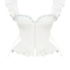 Lilibet Weißes besticktes Peplum-Korsetts-Oberteil aus Baumwolle Lilibet Weißes besticktes Peplum-Korsetts-Oberteil aus Baumwolle