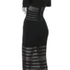 Lilla Schwarzes Midi-Kleid aus durchbrochenem Strick Lilla Schwarzes Midi-Kleid aus durchbrochenem Strick