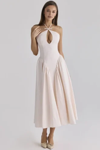 Lilli Blush Peek-a-Boo Keyhole Baumwoll-Midi-Kleid