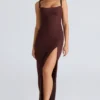 Lini Burgunderrotes Stretch-Mesh-Maxikleid Lini Burgunderrotes Stretch-Mesh-Maxikleid