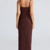 Lini Burgunderrotes Stretch-Mesh-Maxikleid Lini Burgunderrotes Stretch-Mesh-Maxikleid