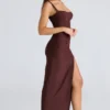 Lini Burgunderrotes Stretch-Mesh-Maxikleid Lini Burgunderrotes Stretch-Mesh-Maxikleid