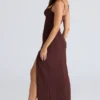 Lini Burgunderrotes Stretch-Mesh-Maxikleid Lini Burgunderrotes Stretch-Mesh-Maxikleid