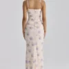 Lini Elfenbeinfarbenes Stretch-Mesh-Maxikleid mit Sweet-Peony-Print