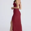 Lini Maxikleid aus tiefrotem Stretch-Mesh mit Korsettschnitt