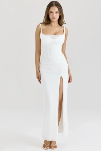 Lini Weißes Maxikleid aus Mesh