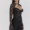 Lisette Schwarzes Spitzen-Korsetts-Oberteil mit Bolero Lisette Schwarzes Spitzen-Korsetts-Oberteil mit Bolero