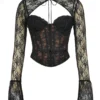 Lisette Schwarzes Spitzen-Korsetts-Oberteil mit Bolero Lisette Schwarzes Spitzen-Korsetts-Oberteil mit Bolero