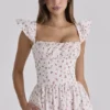 Livia Midi-Sommerkleid aus Baumwolle mit weißem Rosenprint Livia Midi-Sommerkleid aus Baumwolle mit weißem Rosenprint