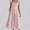 Livia Pink Vintage Rose Baumwoll-Midi-Sommerkleid Livia Pink Vintage Rose Baumwoll-Midi-Sommerkleid