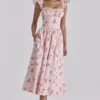 Livia Pink Vintage Rose Baumwoll-Midi-Sommerkleid Livia Pink Vintage Rose Baumwoll-Midi-Sommerkleid