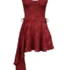 Lola – Weinrotes Jacquard-Satin-Minikleid mit Drapierung Lola – Weinrotes Jacquard-Satin-Minikleid mit Drapierung