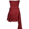 Lola – Weinrotes Jacquard-Satin-Minikleid mit Drapierung Lola – Weinrotes Jacquard-Satin-Minikleid mit Drapierung