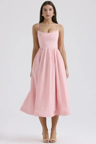 Lolita Rose Pink Baumwoll-Korsetts-Sommerkleider