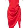 Loretta – Rotes Satin-Schulterfreies Kleid Loretta – Rotes Satin-Schulterfreies Kleid