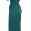 Loretta Smaragdgrünes Satin-Schulterfreies Kleid Loretta Smaragdgrünes Satin-Schulterfreies Kleid