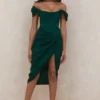 Loretta Smaragdgrünes Satin-Schulterfreies Kleid Loretta Smaragdgrünes Satin-Schulterfreies Kleid