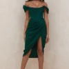Loretta Smaragdgrünes Satin-Schulterfreies Kleid Loretta Smaragdgrünes Satin-Schulterfreies Kleid